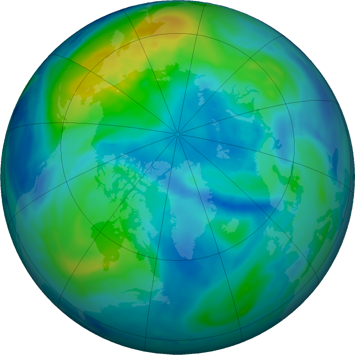 Arctic ozone map for 18 October 2020